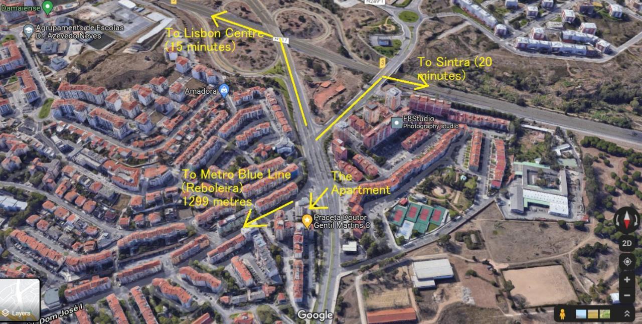 Enjoy Lisbon Cascais Sintra 1200 Metres To Metro Blue Line Sintra Rail Line Free Parking Apartment อามาโดรา ภายนอก รูปภาพ