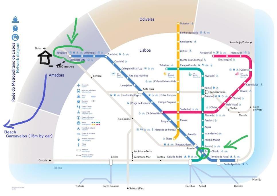 Enjoy Lisbon Cascais Sintra 1200 Metres To Metro Blue Line Sintra Rail Line Free Parking Apartment อามาโดรา ภายนอก รูปภาพ